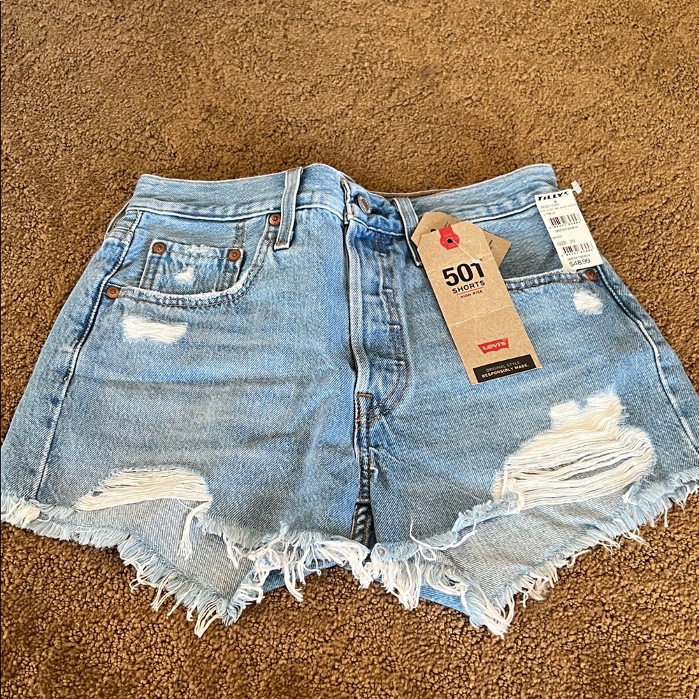 Levi's High Rise Blue Denim Shorts